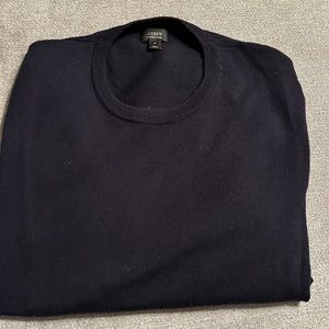 Men’s J Crew merino wool crenel sweater, size medium, color navy.